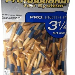 J And M Pride Professional Tee System ProLength Golf Tees 32 J And M Pride Professional Tee System ProLength Golf Tees -CLUBS Sales Store PTS ProLength Natural Wood Yellow 3.25 75ct