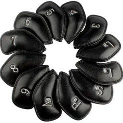 HNM Golf Volf Golf Black Synthetic Leather Iron Covers Set