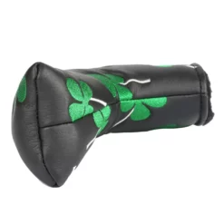 HNM Golf Volf Golf Black Synthetic Leather Shamrock Putter Cover -CLUBS Sales Store VolfGolfHeadcovers BlackShamrockBladePutter4