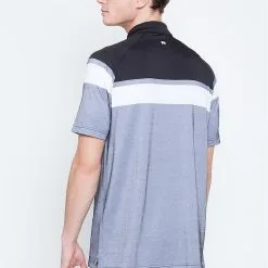 Callaway Jack Nicklaus Black Label By Perry Ellis Yarn Dyed Color Block Polo Shirts -CLUBS Sales Store YarnDyedColorBlockPolo CaviarBlack2