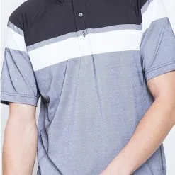 Callaway Jack Nicklaus Black Label By Perry Ellis Yarn Dyed Color Block Polo Shirts -CLUBS Sales Store YarnDyedColorBlockPolo CaviarBlack3