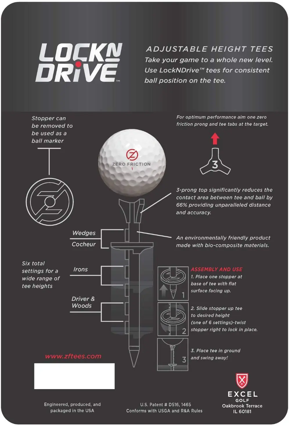 CaddiesShack Zero Friction Lock N Drive 3-Prong Golf Tees (3-1/4 Inch, White, Pack Of 18) 2 CaddiesShack Zero Friction Lock N Drive 3-Prong Golf Tees (3-1/4 Inch, White, Pack Of 18) - Image 2